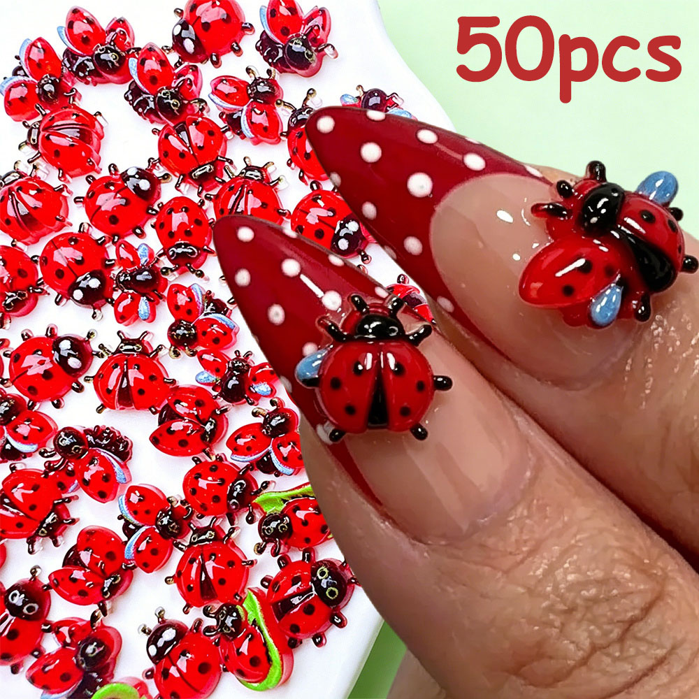 Art Craft Ladybug - 50Pcs Hiasan Kuku 3D Mini Ladybug