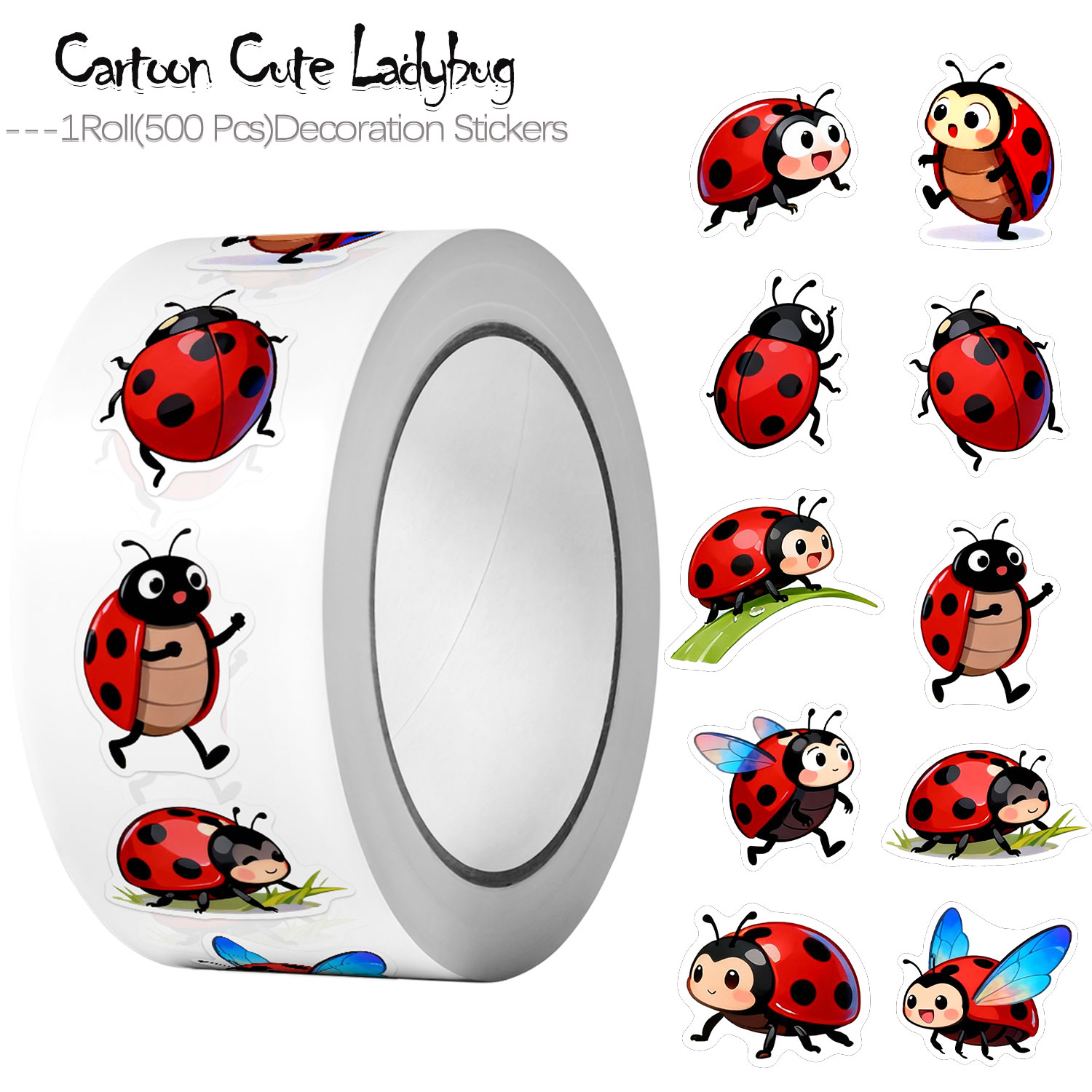 Art Craft Ladybug - 1 Rol (500 Pcs) 10 Stiker