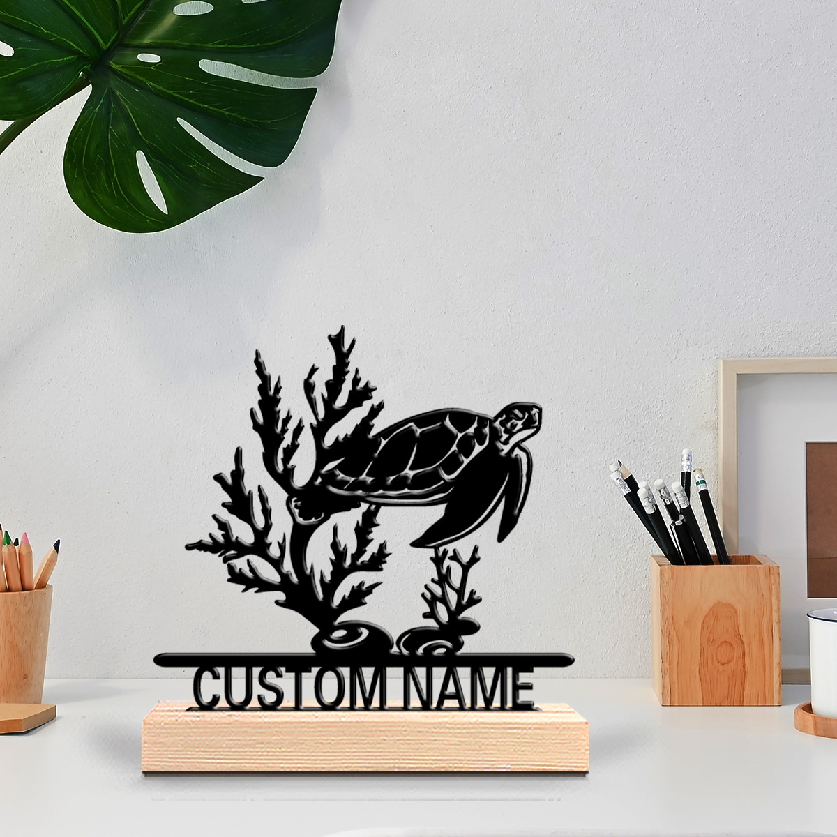 Art Craft Letter A - 1pc Patung Logam Kura-kura Laut Abstrak