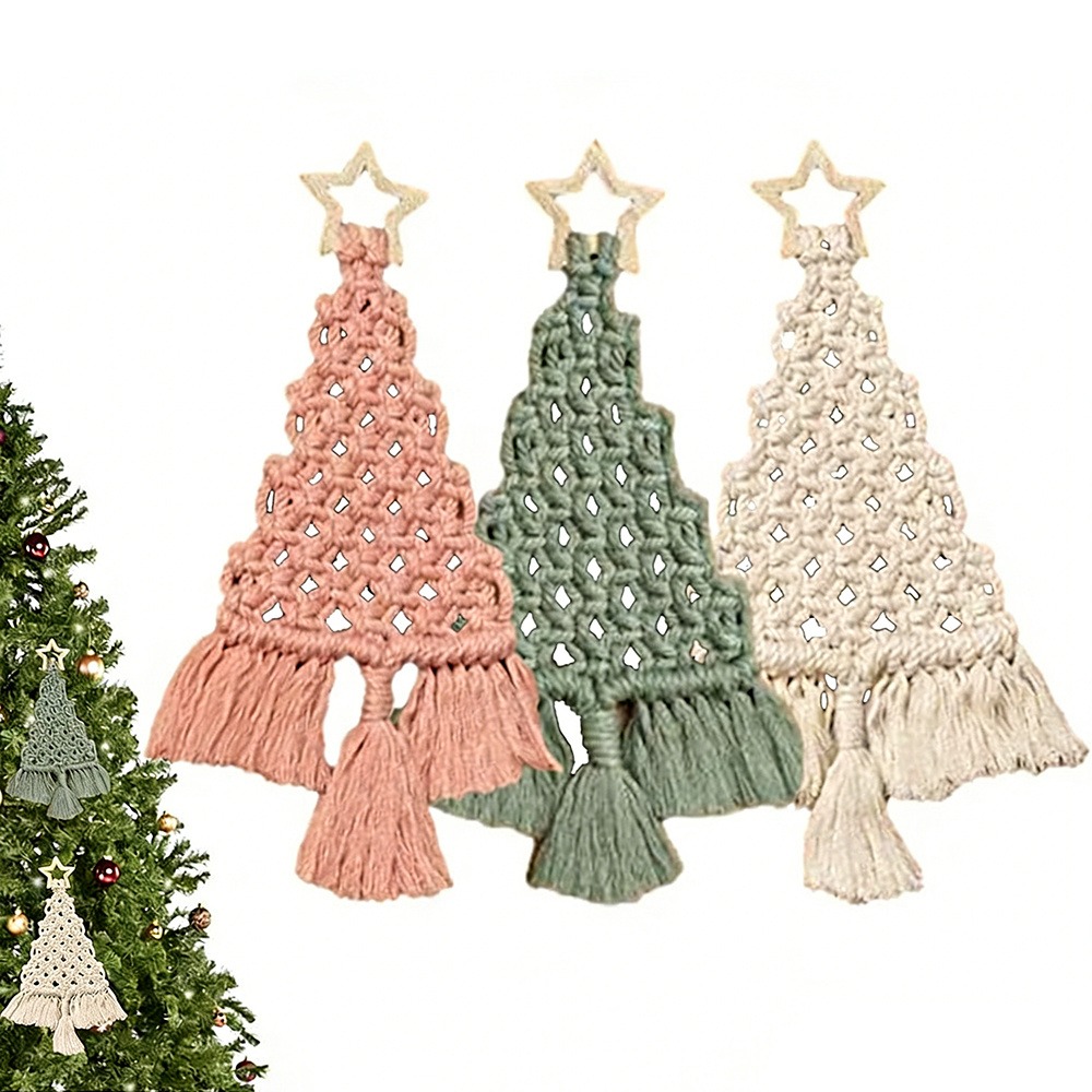 Macrame Cord Cotton - 3Pcs Kit Makrame Pohon Natal DIY,