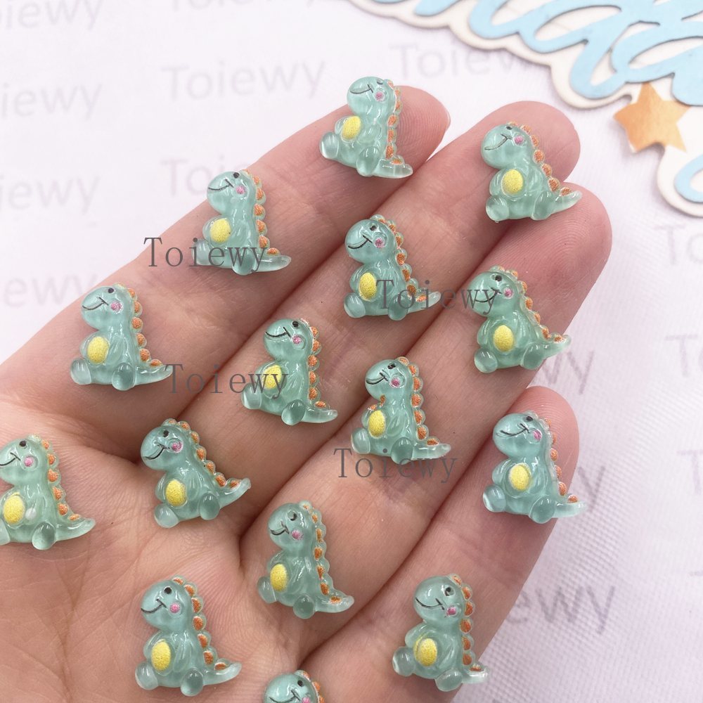 Art Craft Dinosaurs - 50pcs Resin Campuran Warna-warni Glitter Hijau