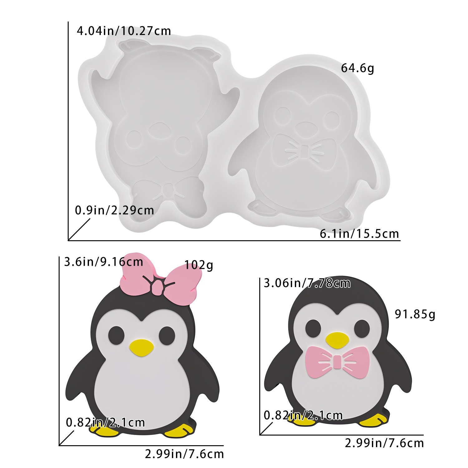 Art Craft Model - Cetakan Resin Figurine Pasangan Penguin DIY