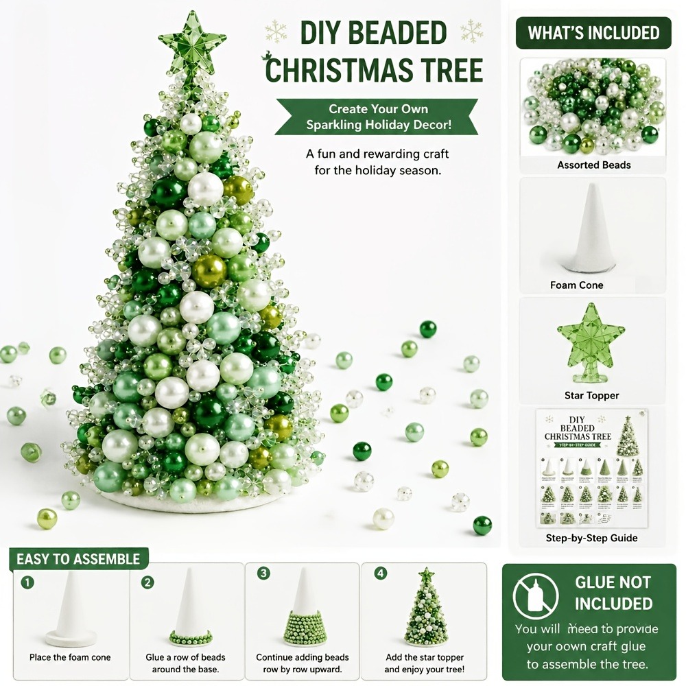 Art Craft Christmas Tree - Kit Pohon Natal Berhias Manik-Manik DIY,