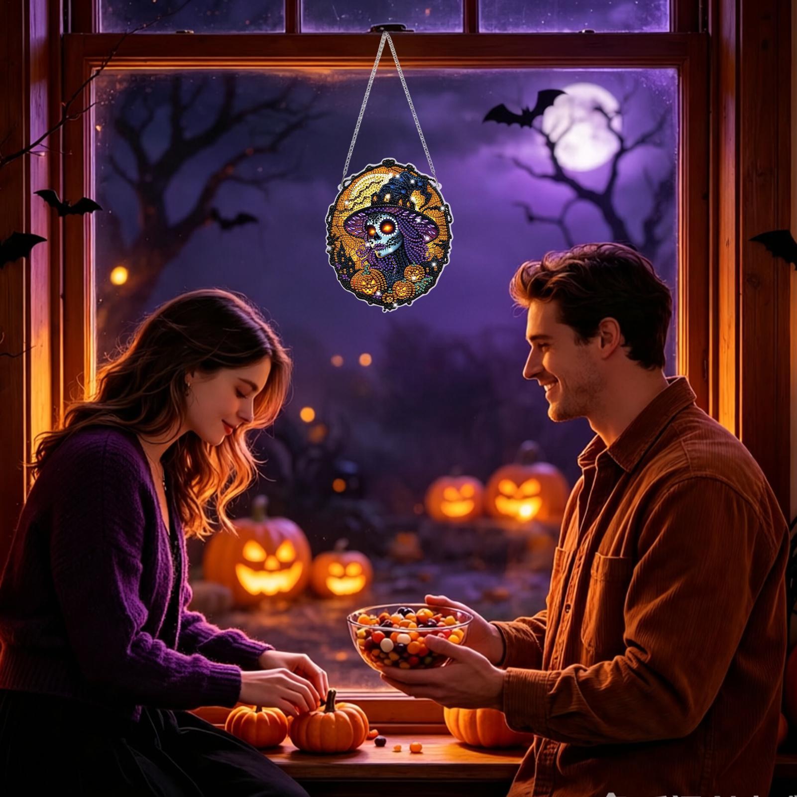 Art Craft Halloween - Kit Lukisan Berlian Imitasi Penyihir Halloween,