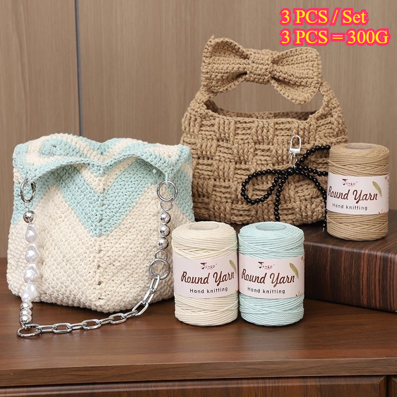 3PCS 300g Benang Katun Bulat L - Macrame Cord Cotton ulasan dan harga