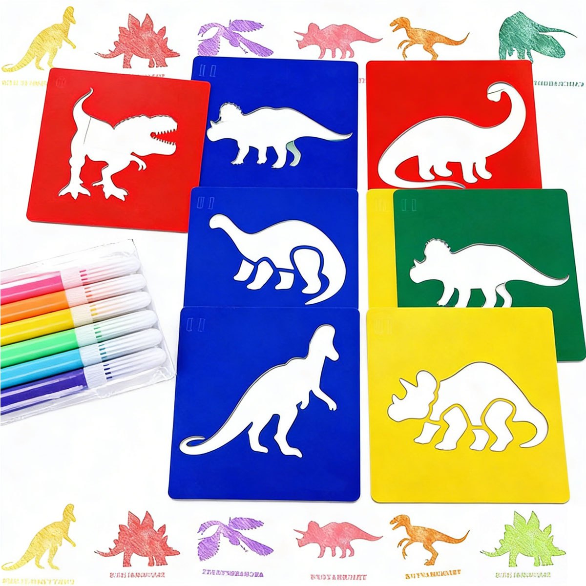 6 Buah Stensil Lukisan Dinosau - Art Craft Dinosaurs ulasan dan harga