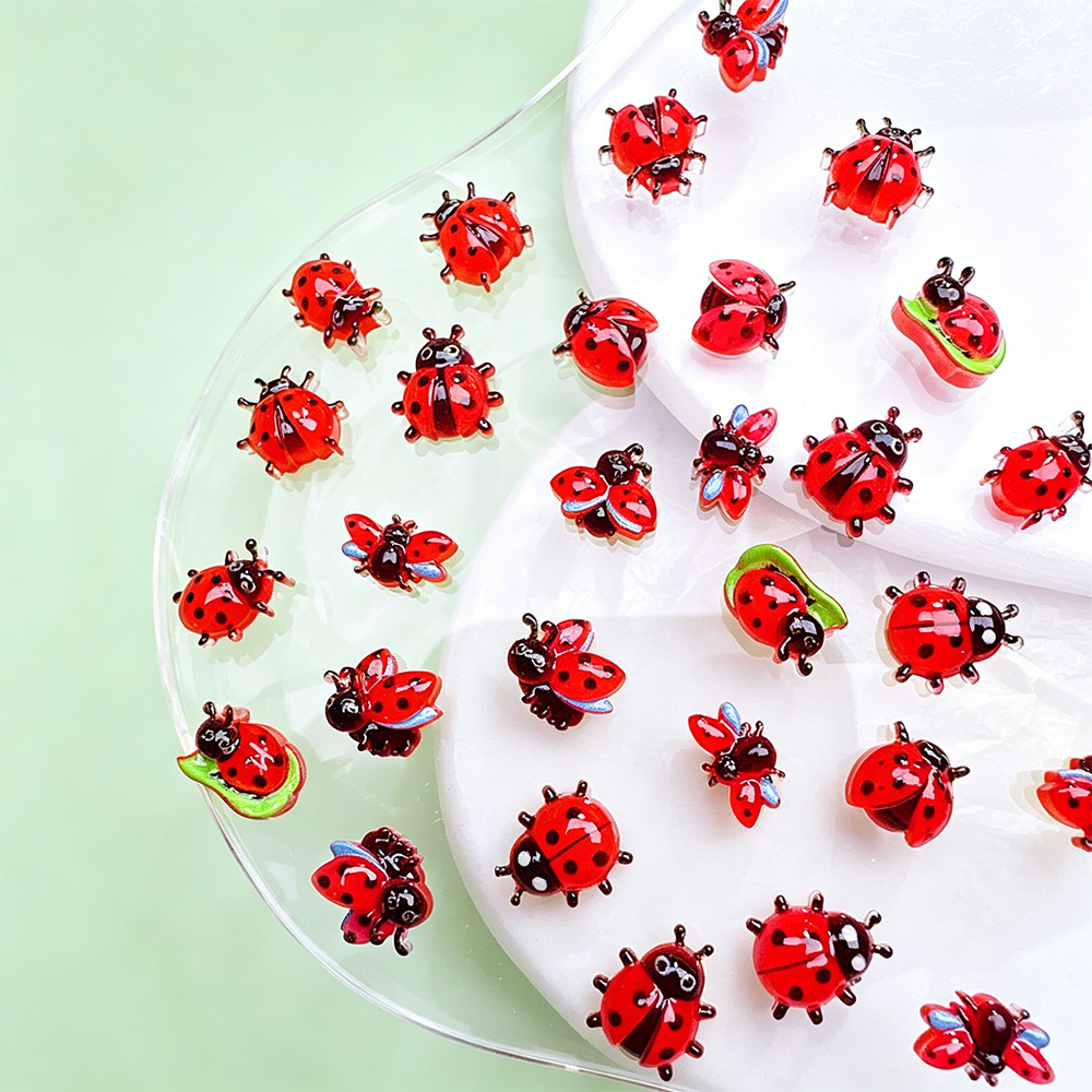 50Pcs Hiasan Kuku Resin Kumban - Art Craft Ladybug ulasan dan harga