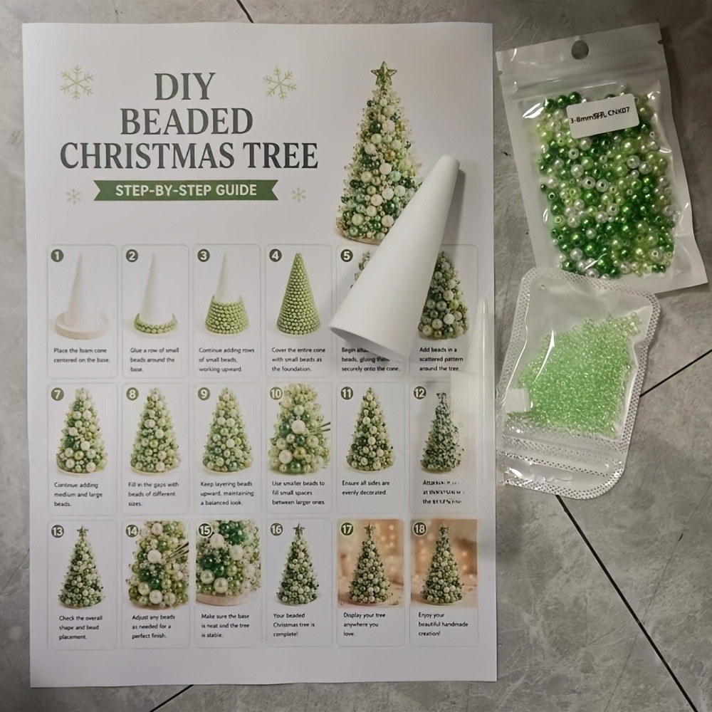 Kit Pohon Natal Berhias Manik- - Art Craft Christmas Tree ulasan dan harga