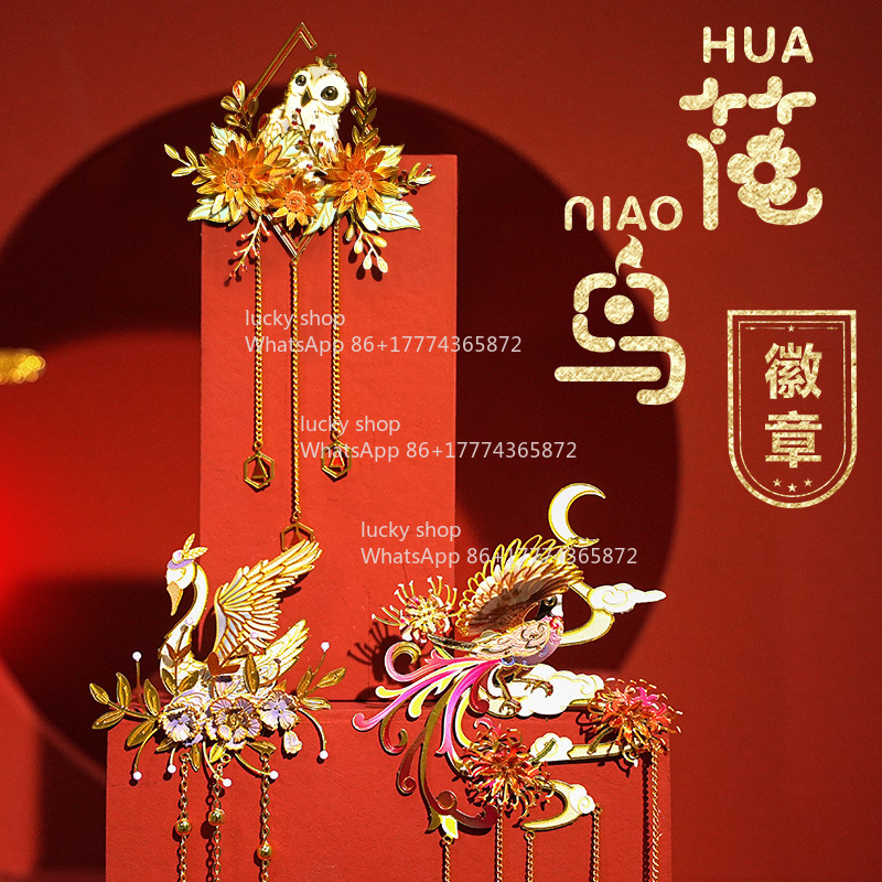 Pin Kerah Logam Motif Bunga da - Chinese Art Craft ulasan dan harga