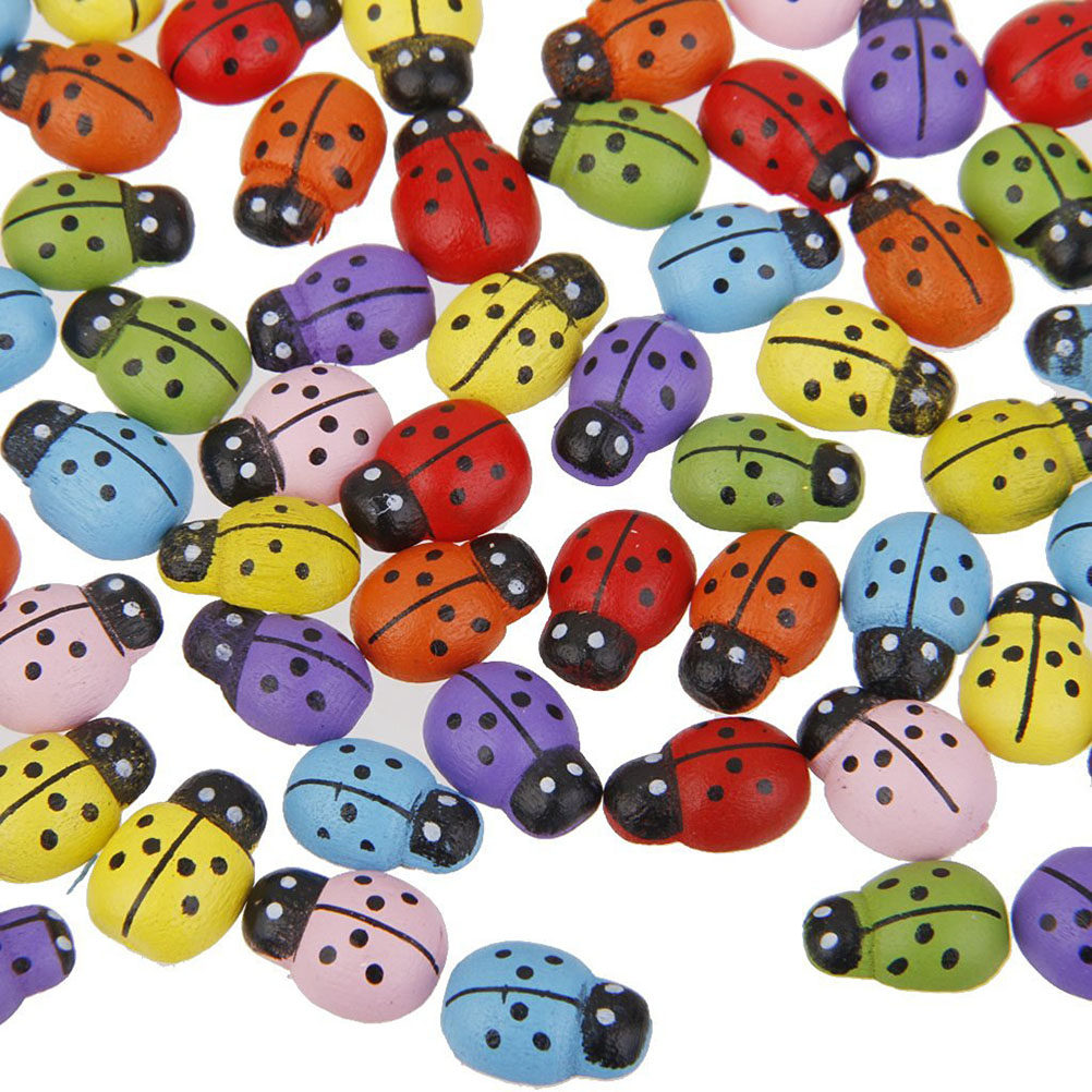 100 Buah Miniatur Kumbang Kayu - Art Craft Ladybug ulasan dan harga